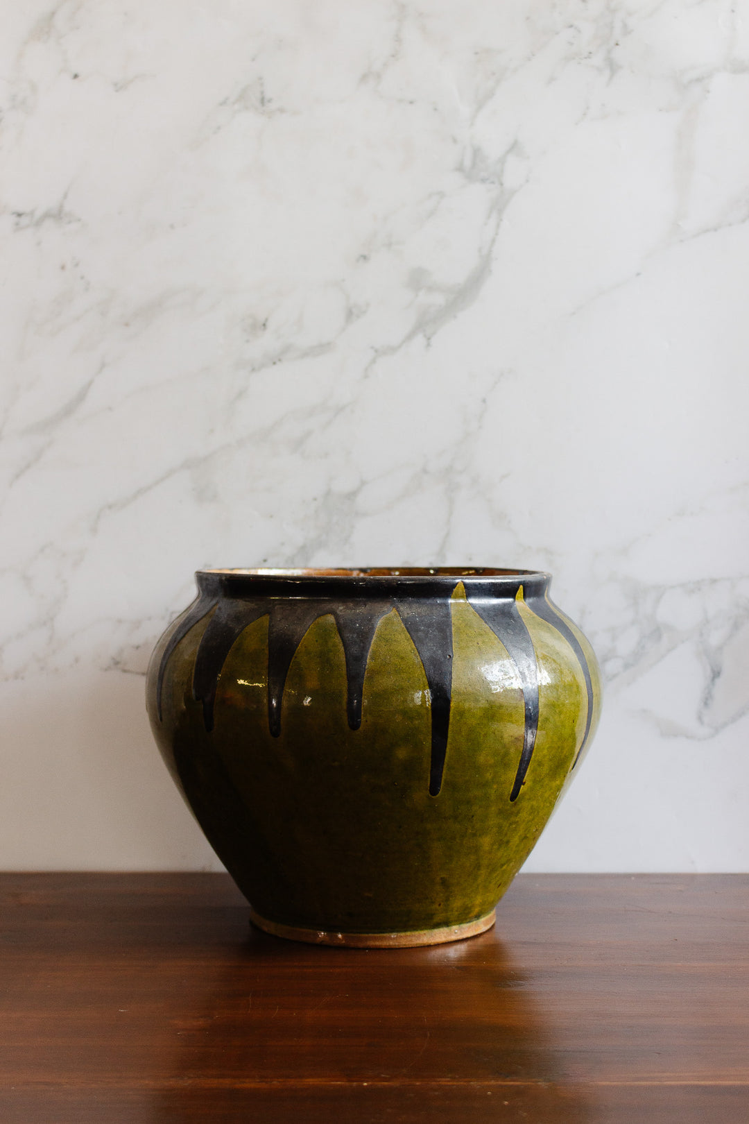 midcentury french drip glazed pot