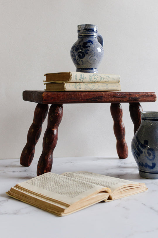 antique french bobbin leg milking stool