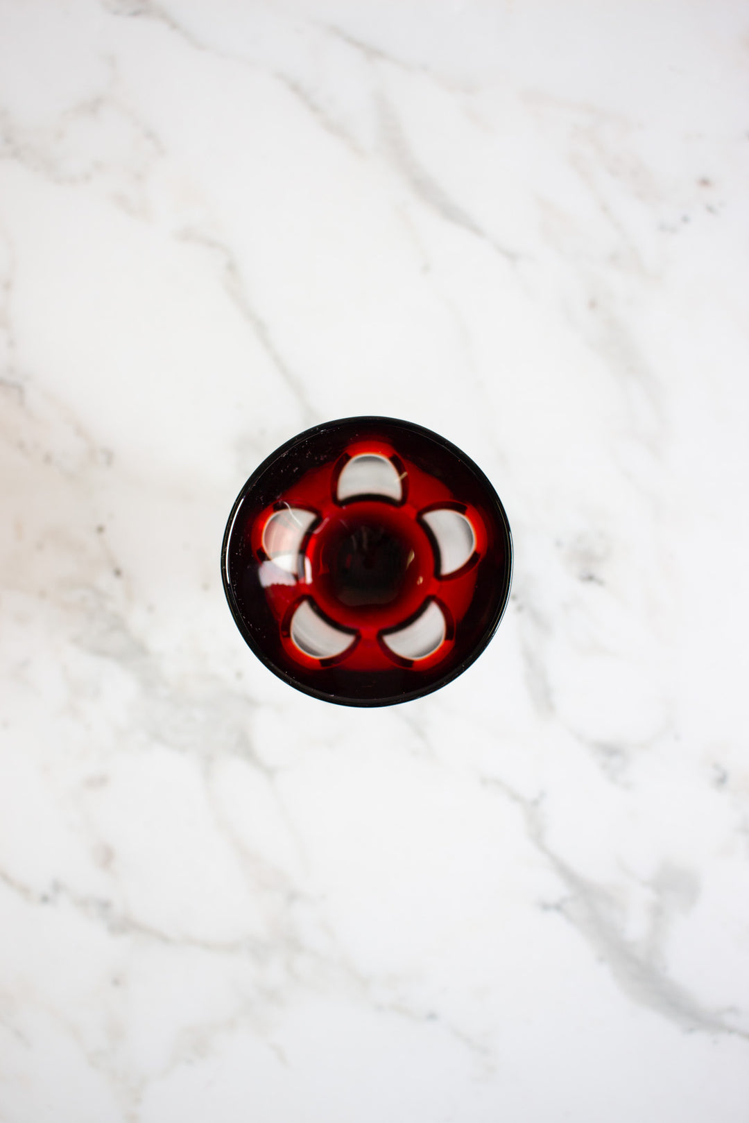 midcentury french ruby red stamped glassware