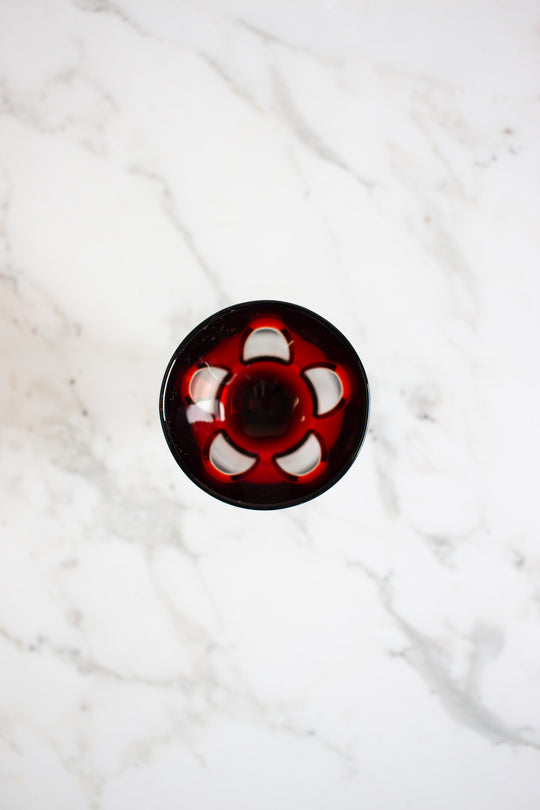 midcentury french ruby red stamped glassware