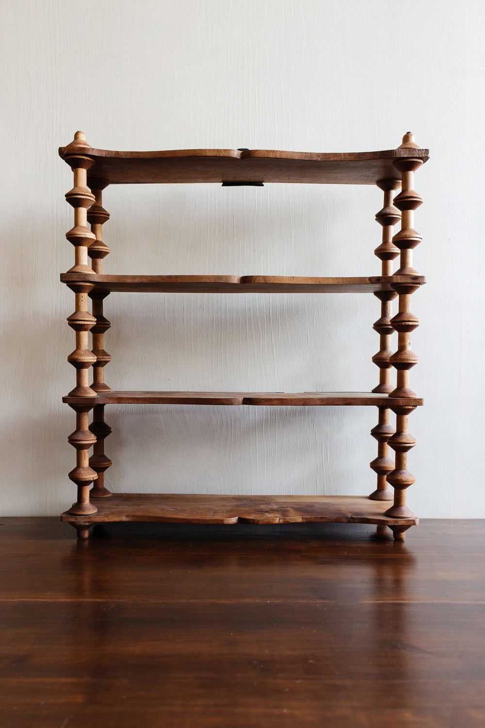 1930s french wood bobbin shelf
