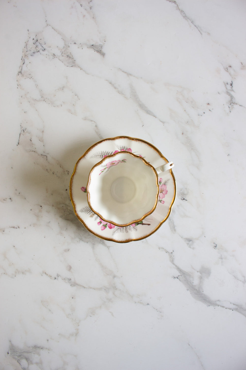 midcentury english adderley "pink wild roses" teacup and saucer