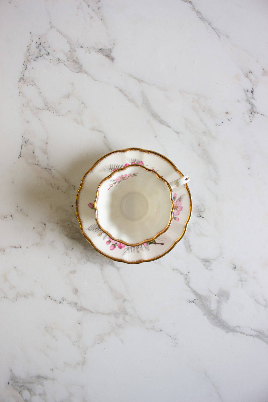 midcentury english adderley "pink wild roses" teacup and saucer
