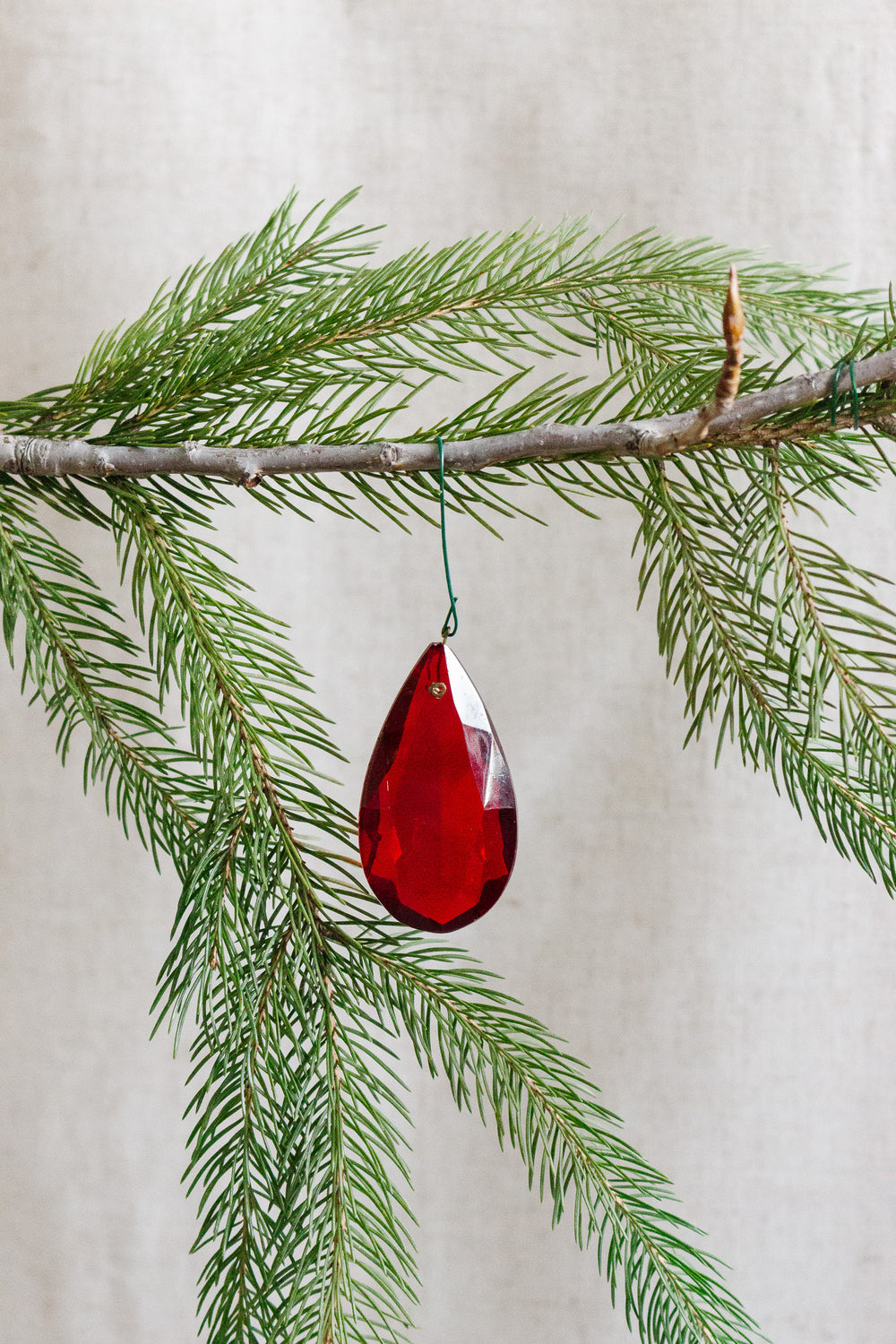 antique french hand cut crystal coloured tear drop pendant with petite crystal
