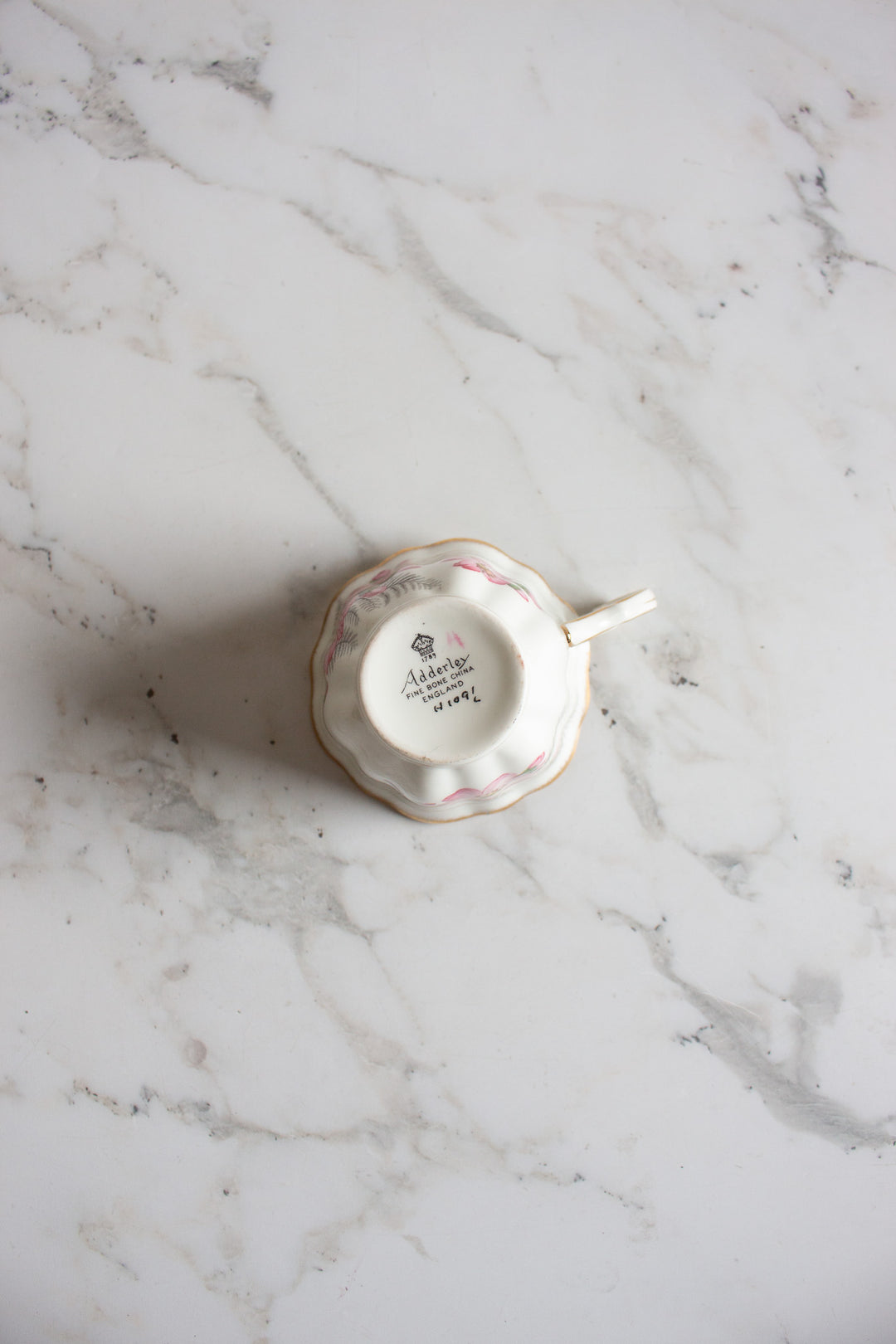 midcentury english adderley "pink wild roses" teacup and saucer
