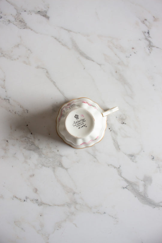 midcentury english adderley "pink wild roses" teacup and saucer