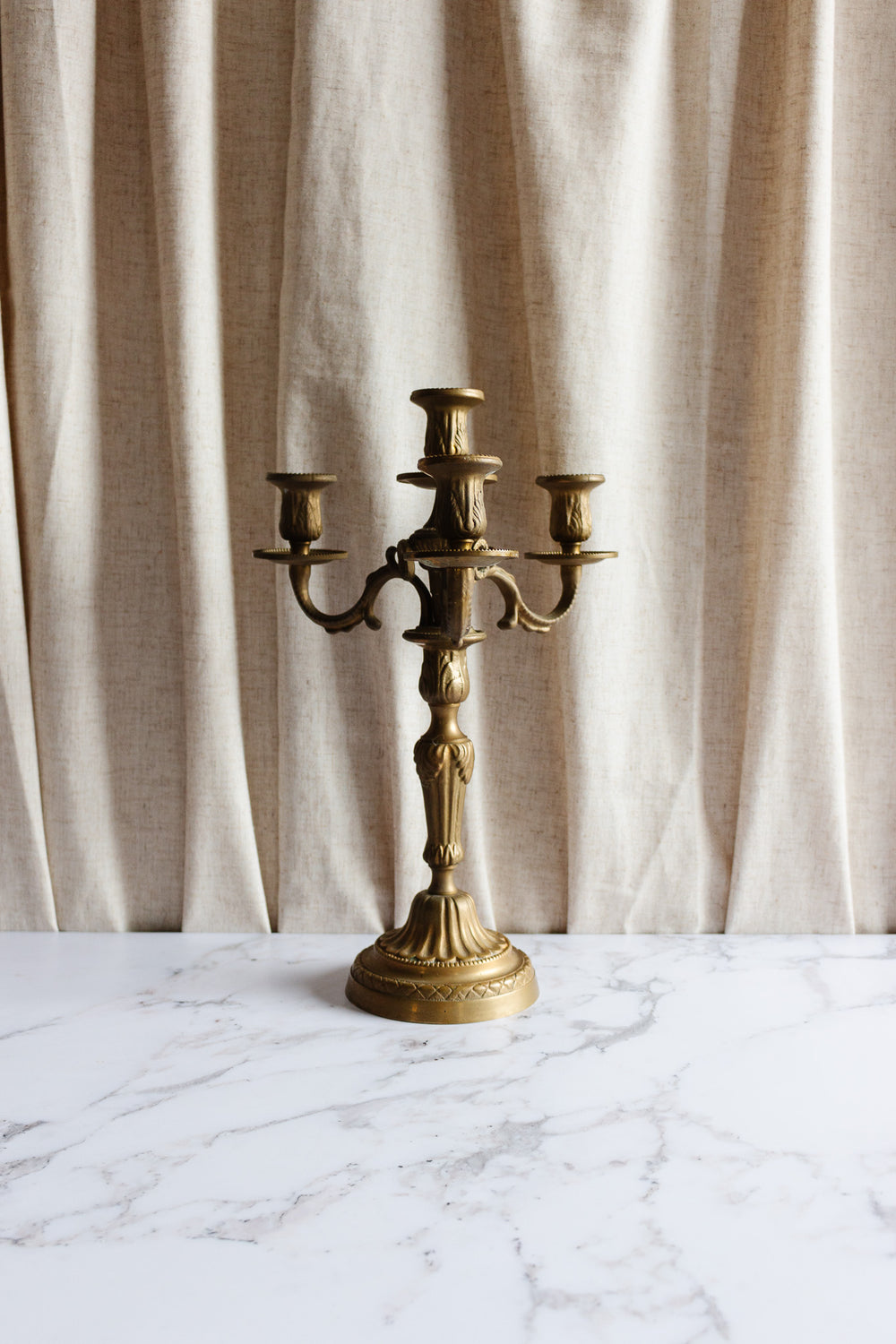 antique French Louis XVI brass candelabra