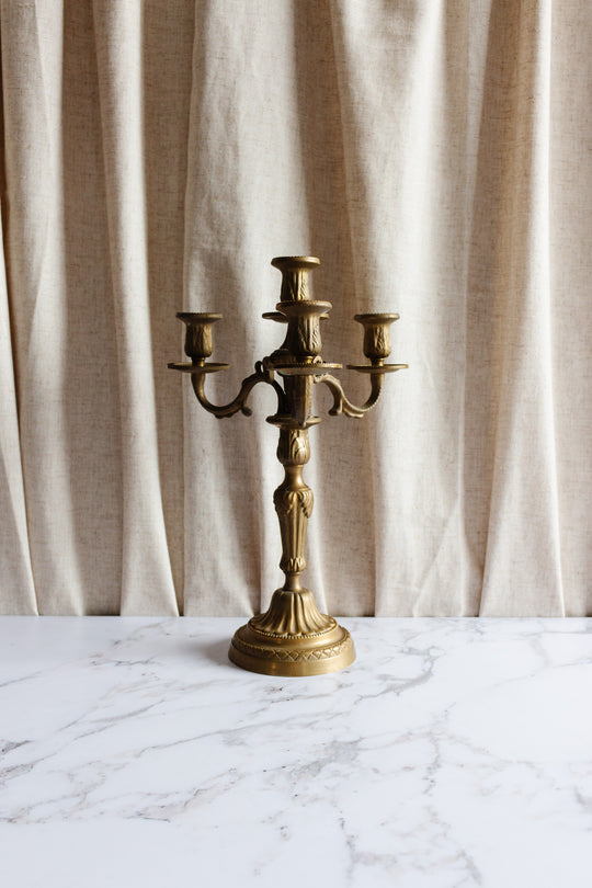 antique French Louis XVI brass candelabra