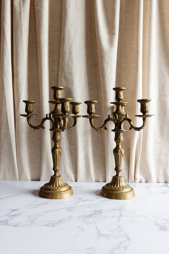 antique French Louis XVI brass candelabra