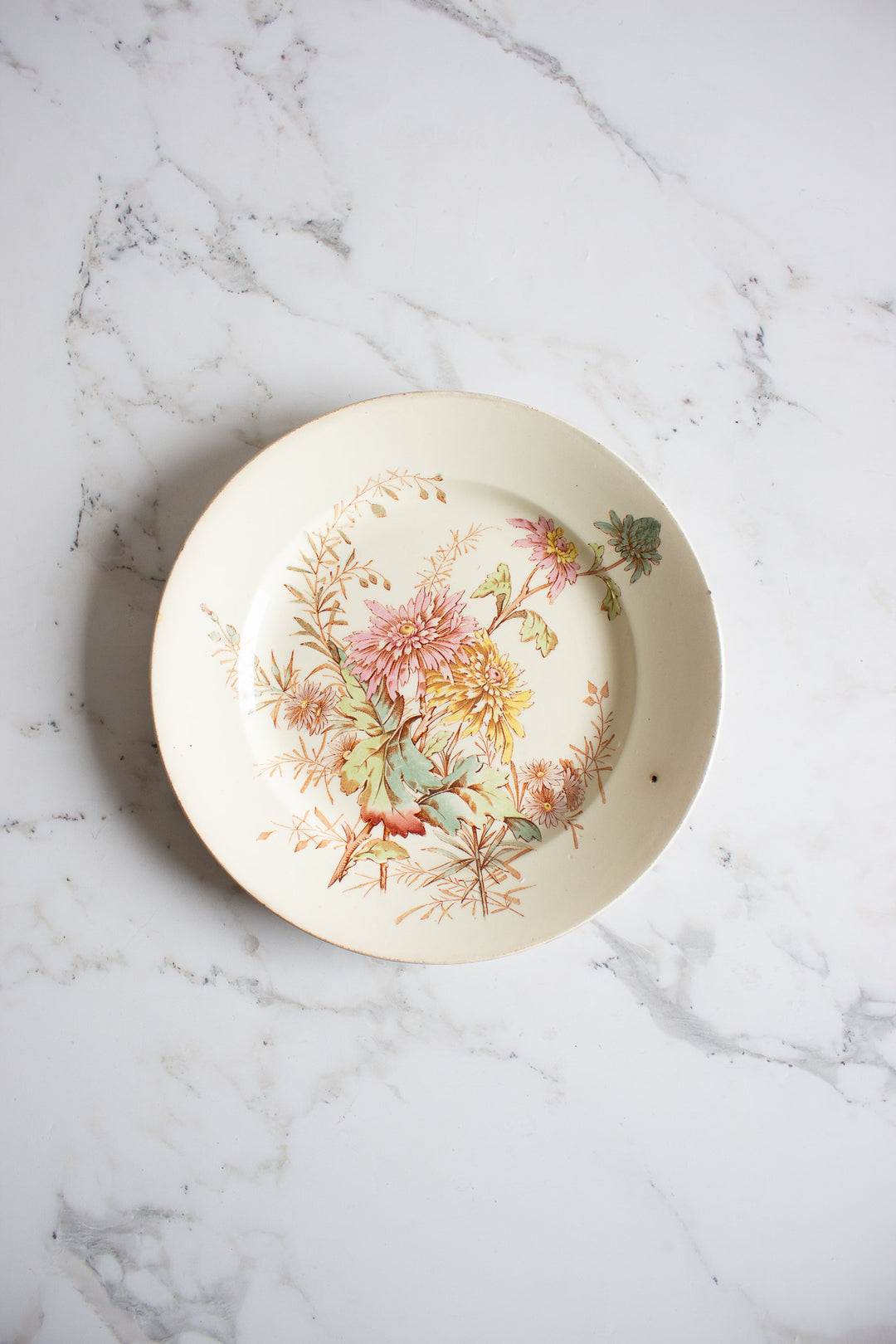 pair of antique french luneville "chrysanthème"  polychrome plates