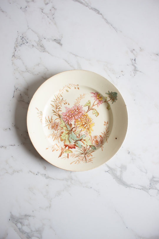 pair of antique french luneville "chrysanthème"  polychrome plates