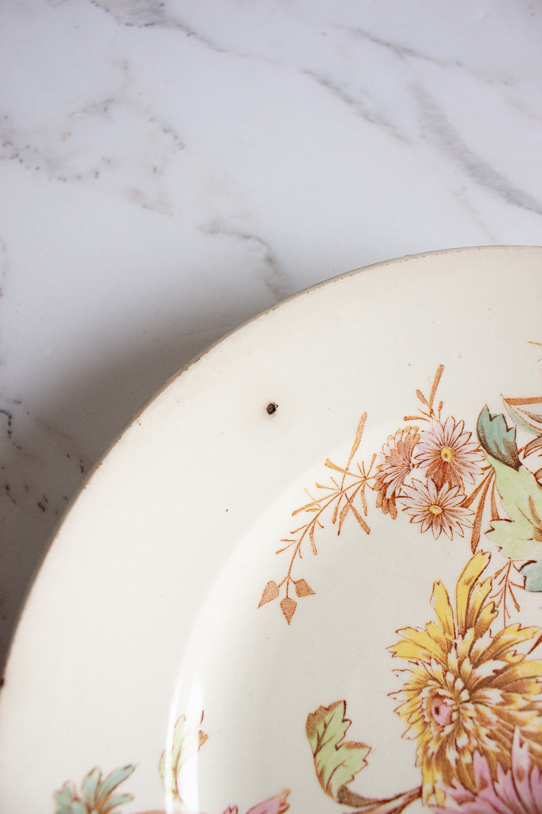 pair of antique french luneville "chrysanthème"  polychrome plates