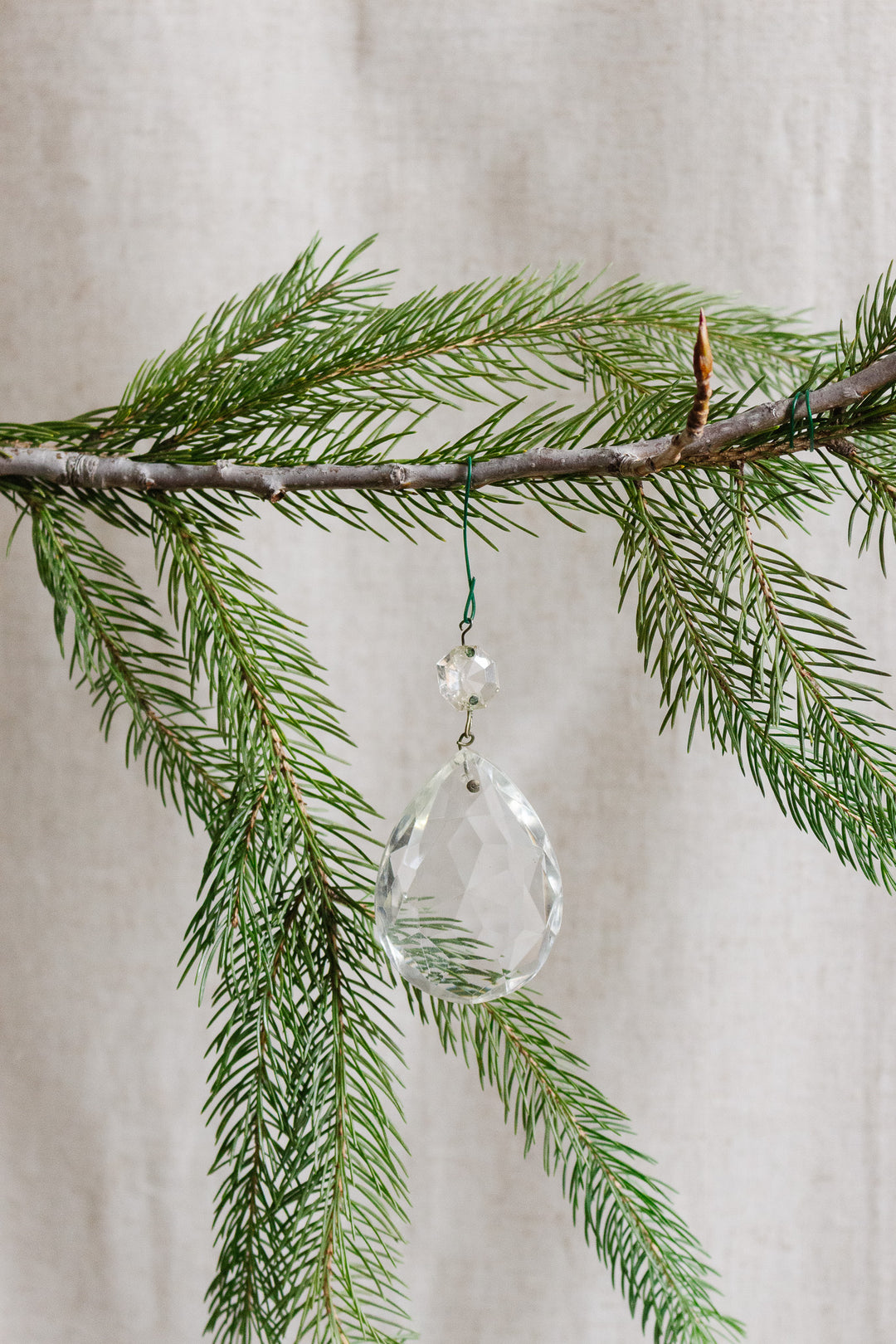 antique french crystal teardrop with round accent crystal