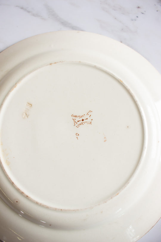 pair of antique french luneville "chrysanthème"  polychrome plates