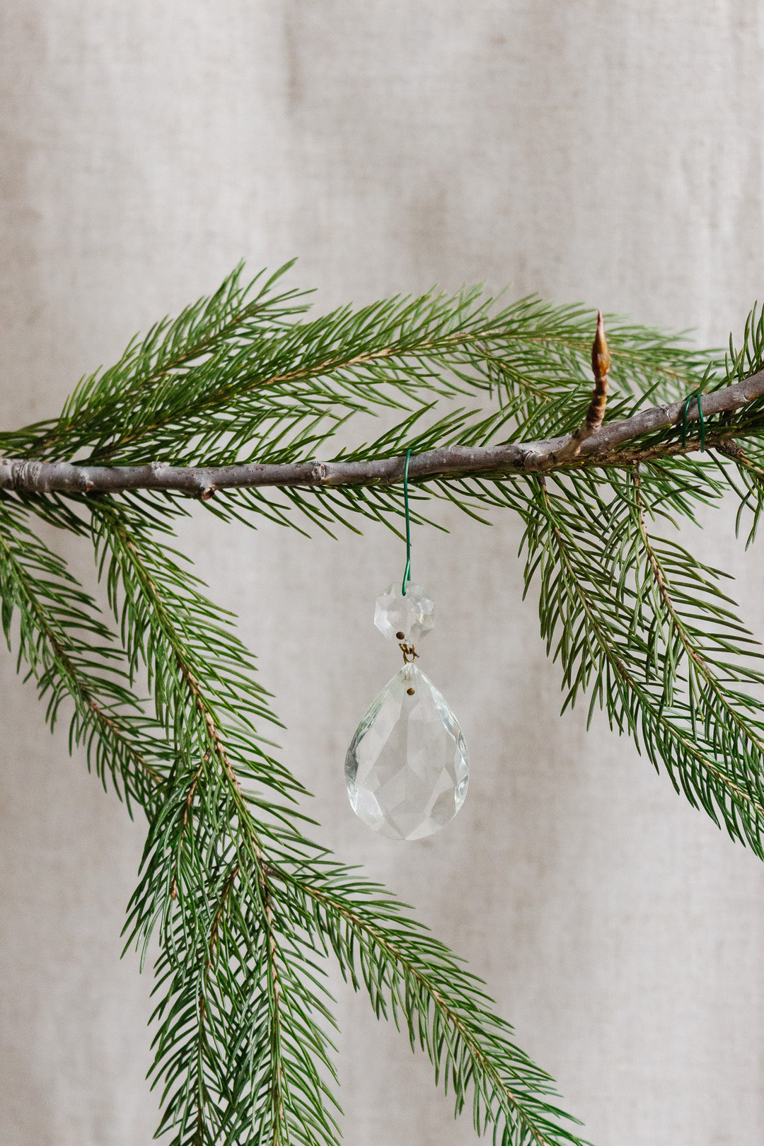 antique french crystal teardrop with round accent crystal