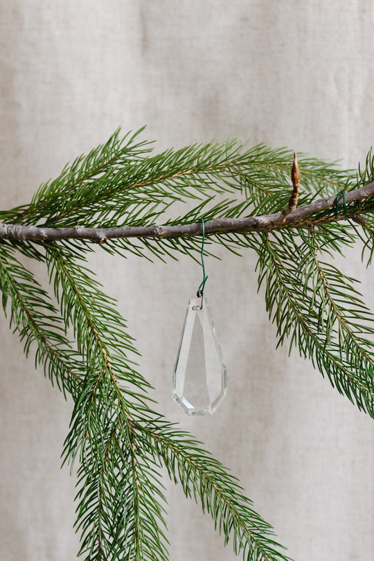 antique french cut crystal teardrop chandelier ornament with petite crystal