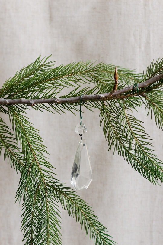 antique french cut crystal teardrop chandelier ornament with petite crystal