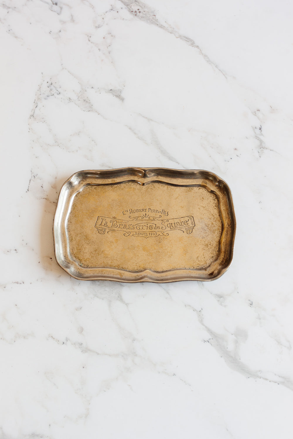 vintage french "la brasserie du square" silverplate tray