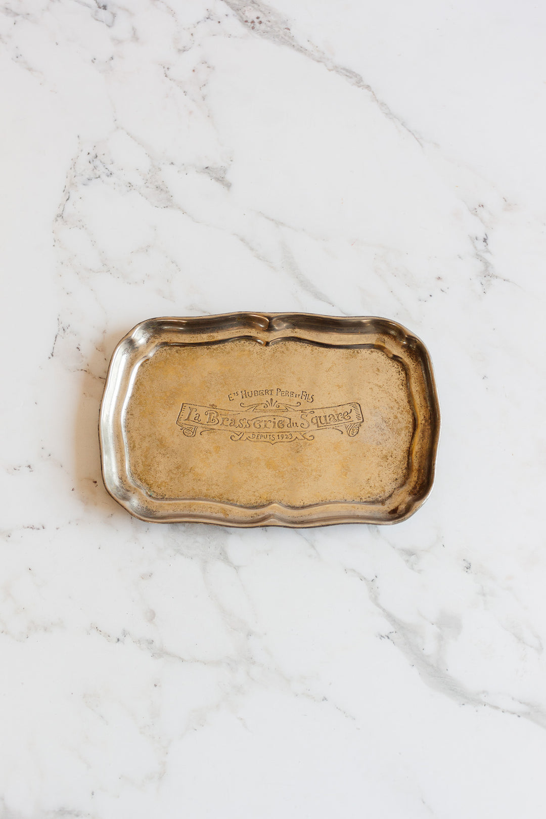 vintage french "la brasserie du square" silverplate tray