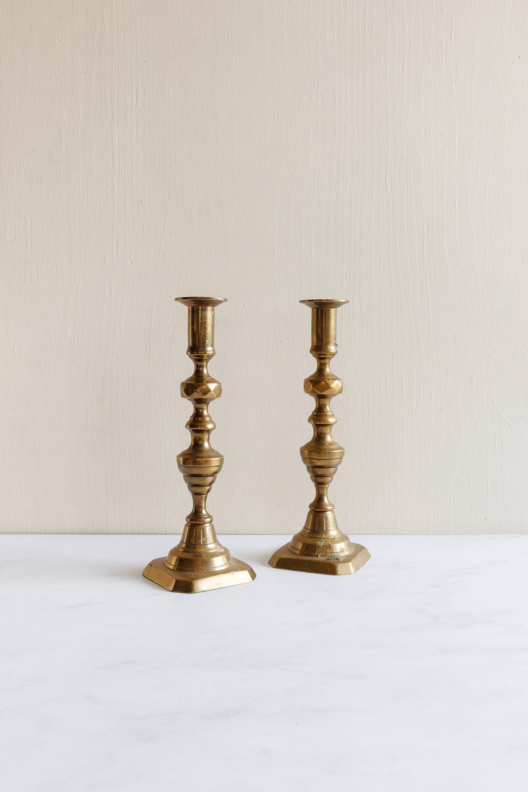 pair of vintage French brass candlesticks