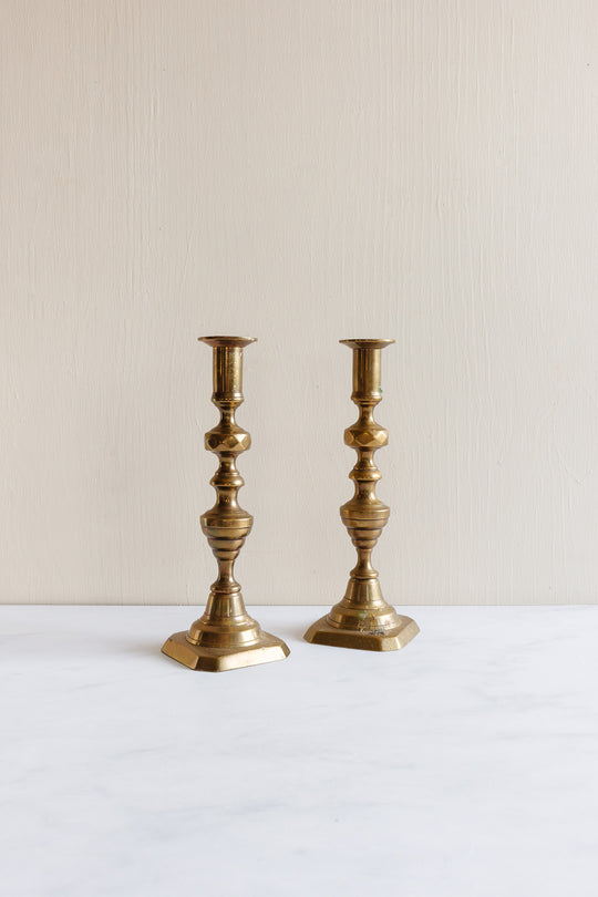pair of vintage French brass candlesticks
