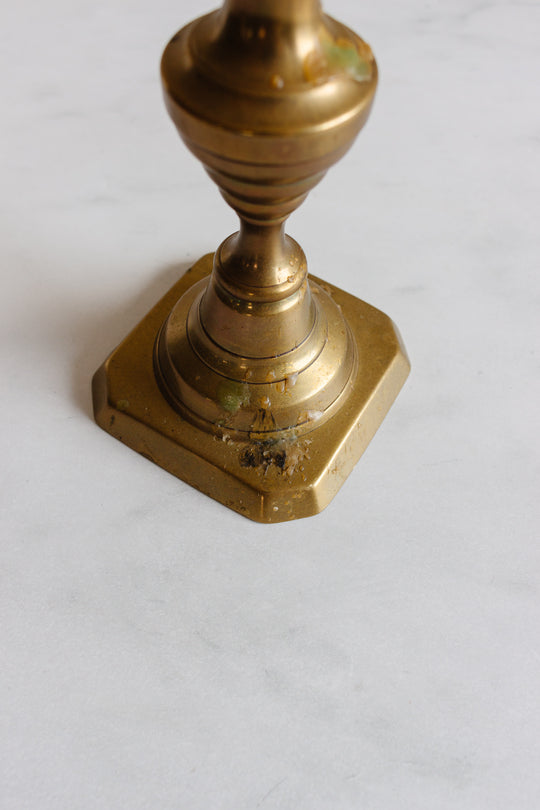 pair of vintage French brass candlesticks