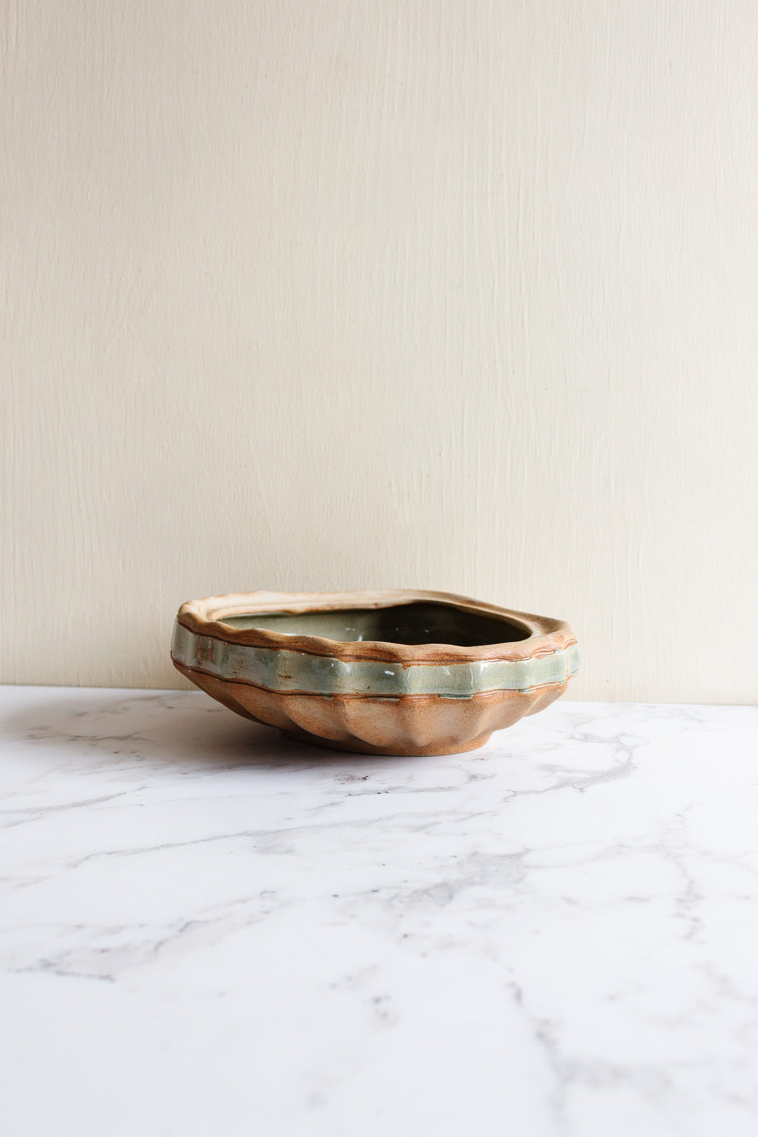 rare midcentury French studio pottery scallop shell soupiere