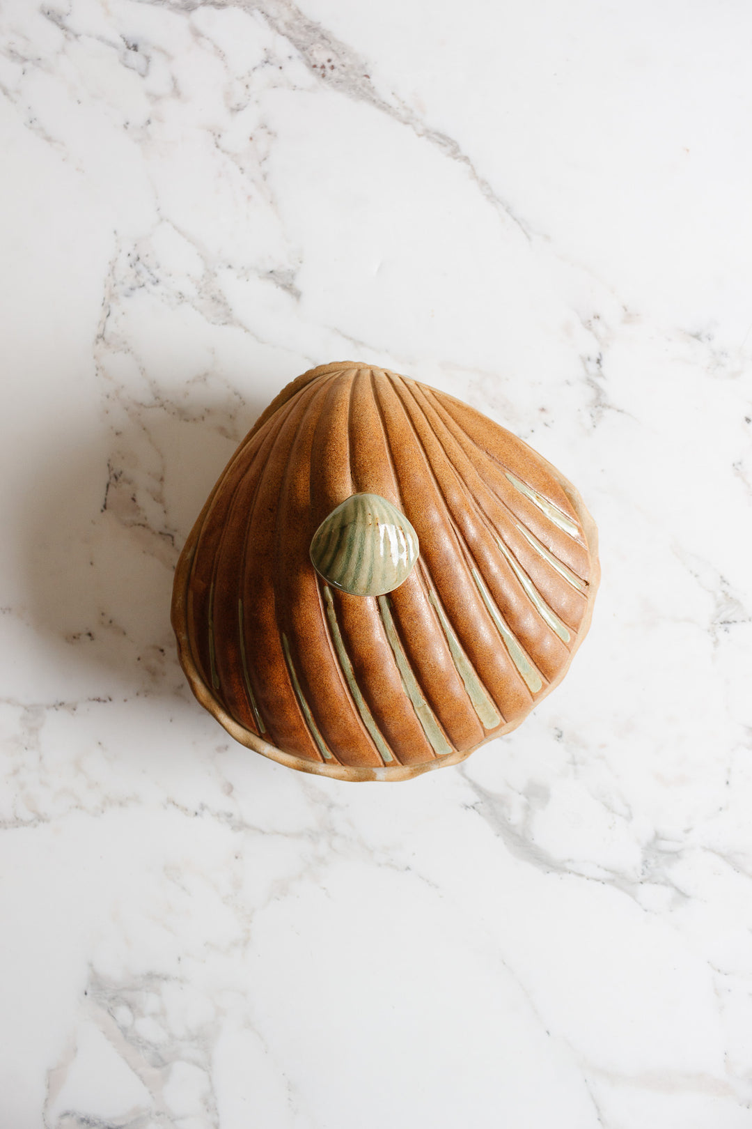 rare midcentury French studio pottery scallop shell soupiere