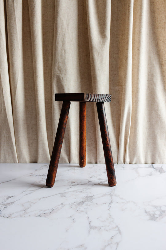 midcentury french brutalist stool with hexagonal top