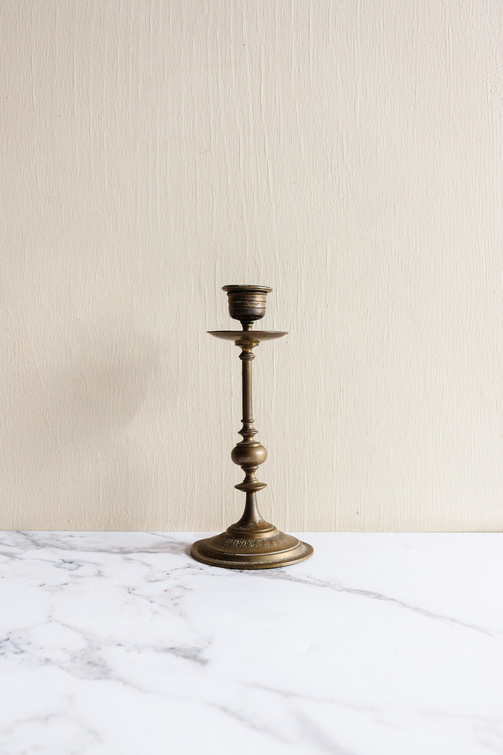 19th century French Louis XV style brass candlestick