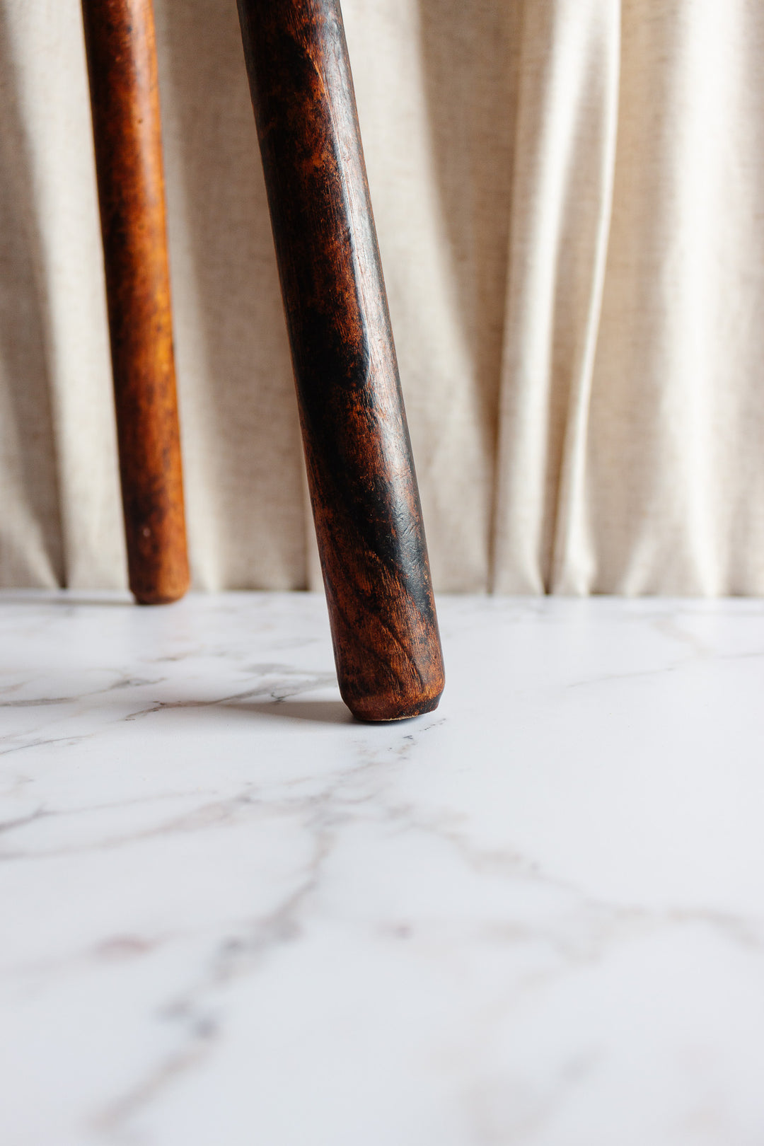 midcentury french brutalist stool with hexagonal top