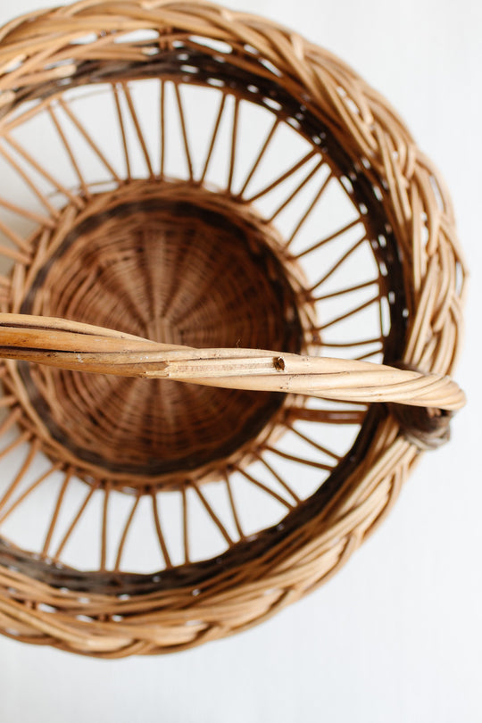 antique french wicker flower basket