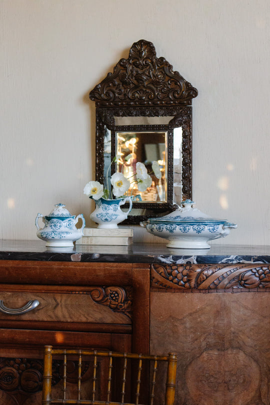 rare johnson brothers aqua regent creamer, sugar bowl, and covered dish set