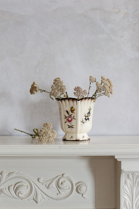 antique french fluted chinoiserie "cache pot"