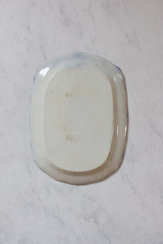 antique English flow blue set of three large platters