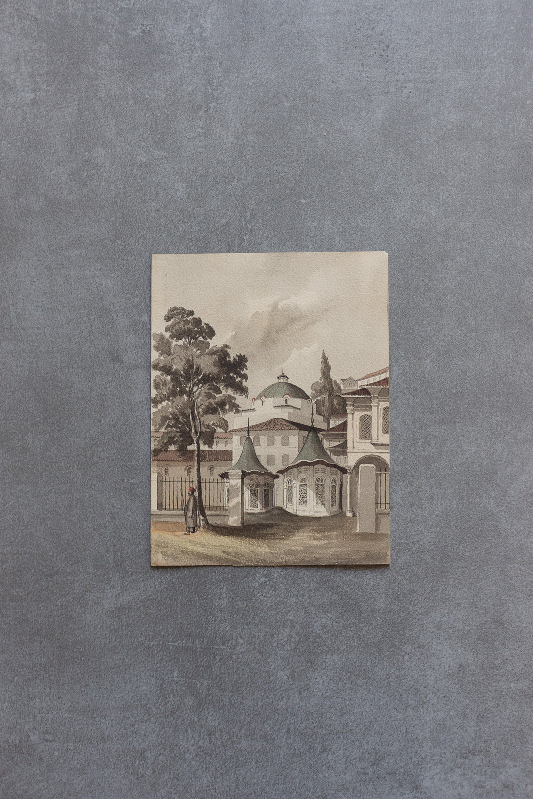"église et mosquée" double sided water colour