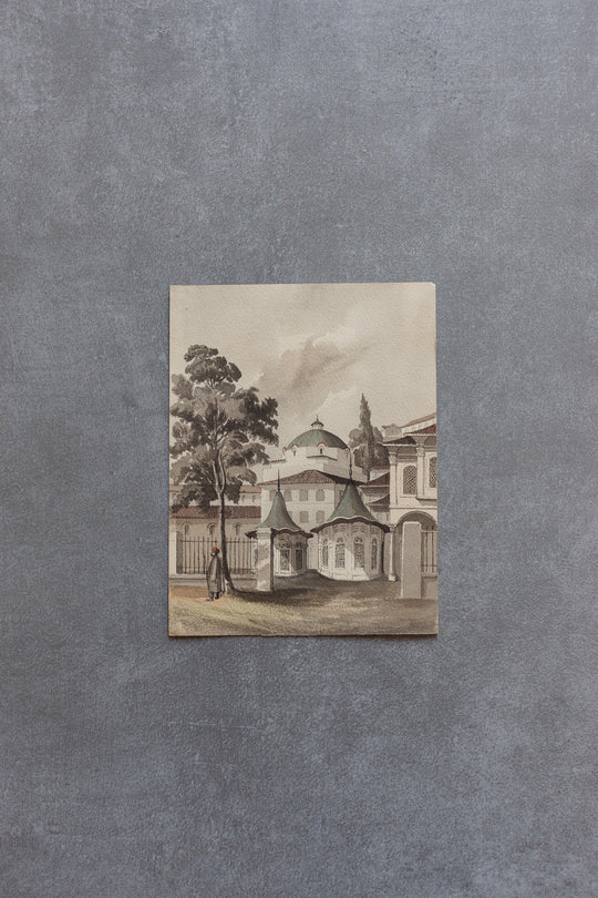 "église et mosquée" double sided water colour
