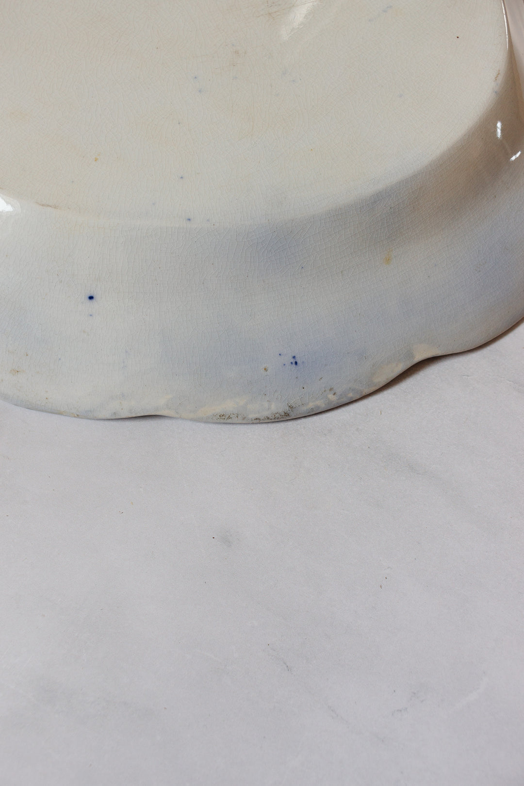 antique English flow blue set of three large platters