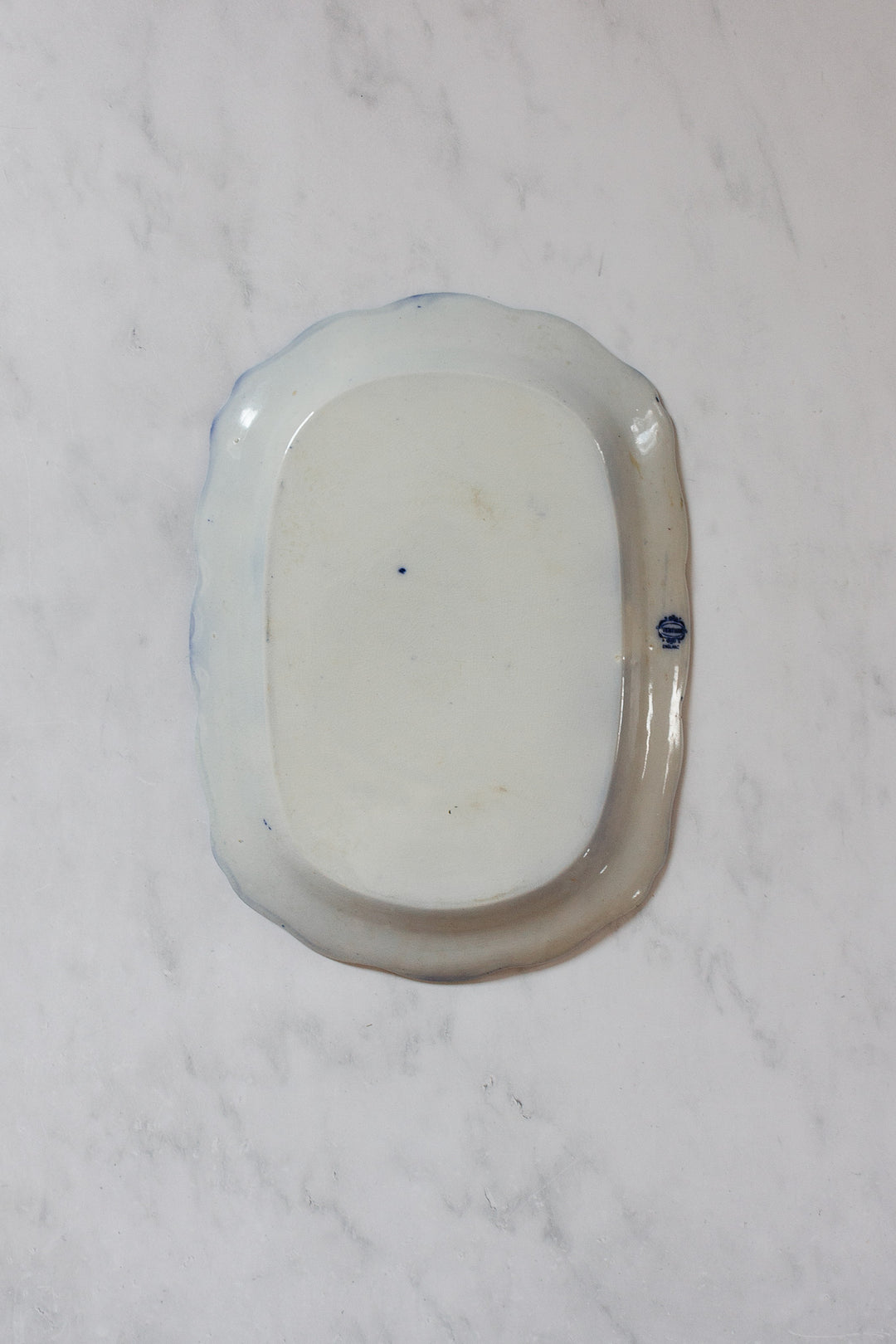 antique English flow blue set of three large platters