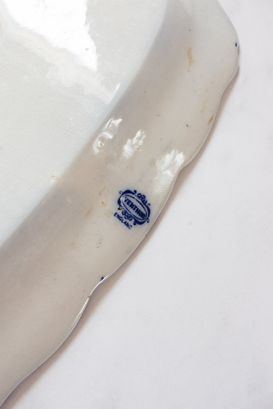 antique English flow blue set of three large platters