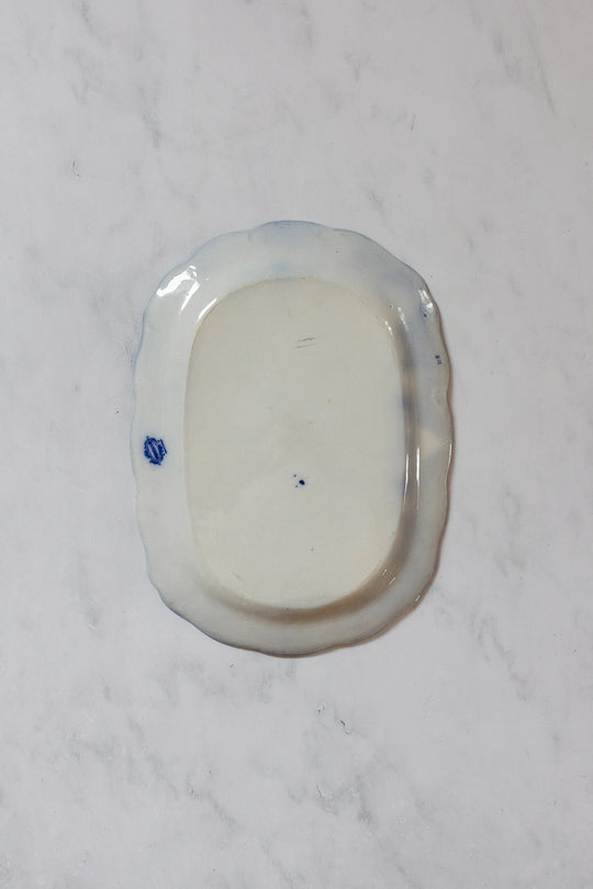 antique English flow blue set of three large platters