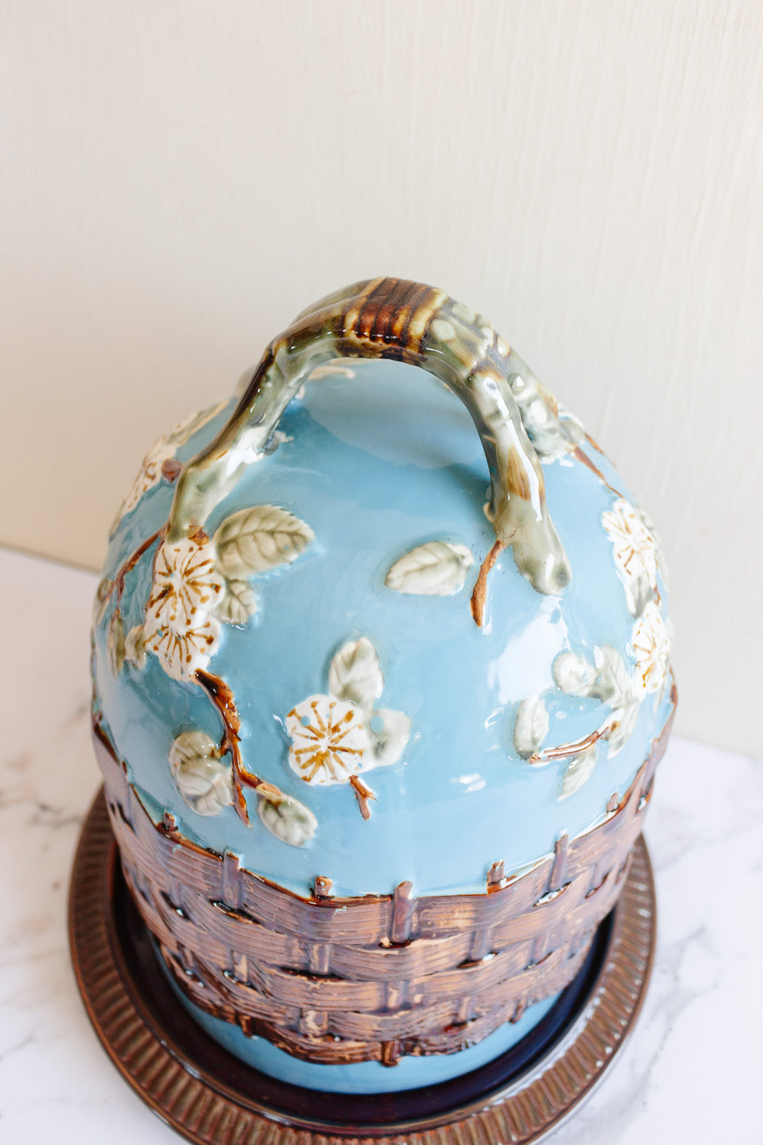 vintage George Jones majolica cheese dome