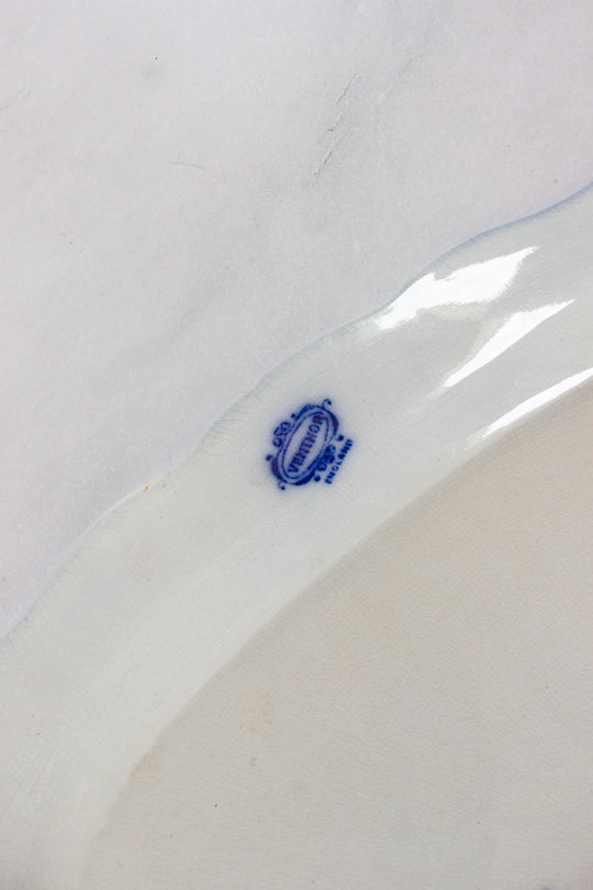 antique English flow blue set of three large platters