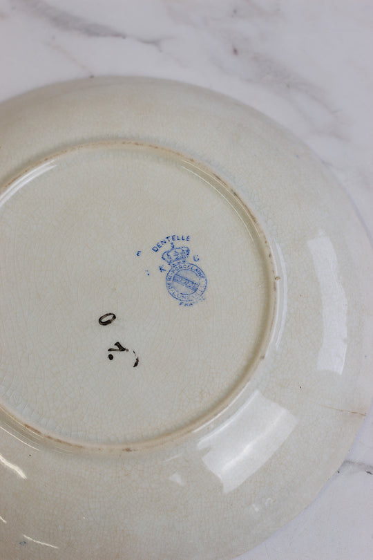 antique french kg luneville "dentell" oversized mug and saucer