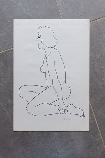 extra large vintage french lithograph by marseillais artist f. diana