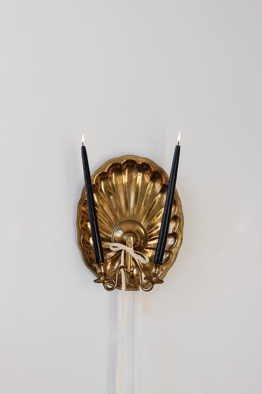 oversized vintage french brass shell sconce