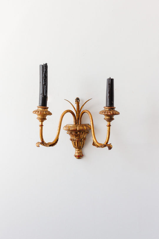 pair of vintage italian gilt florentine sconces