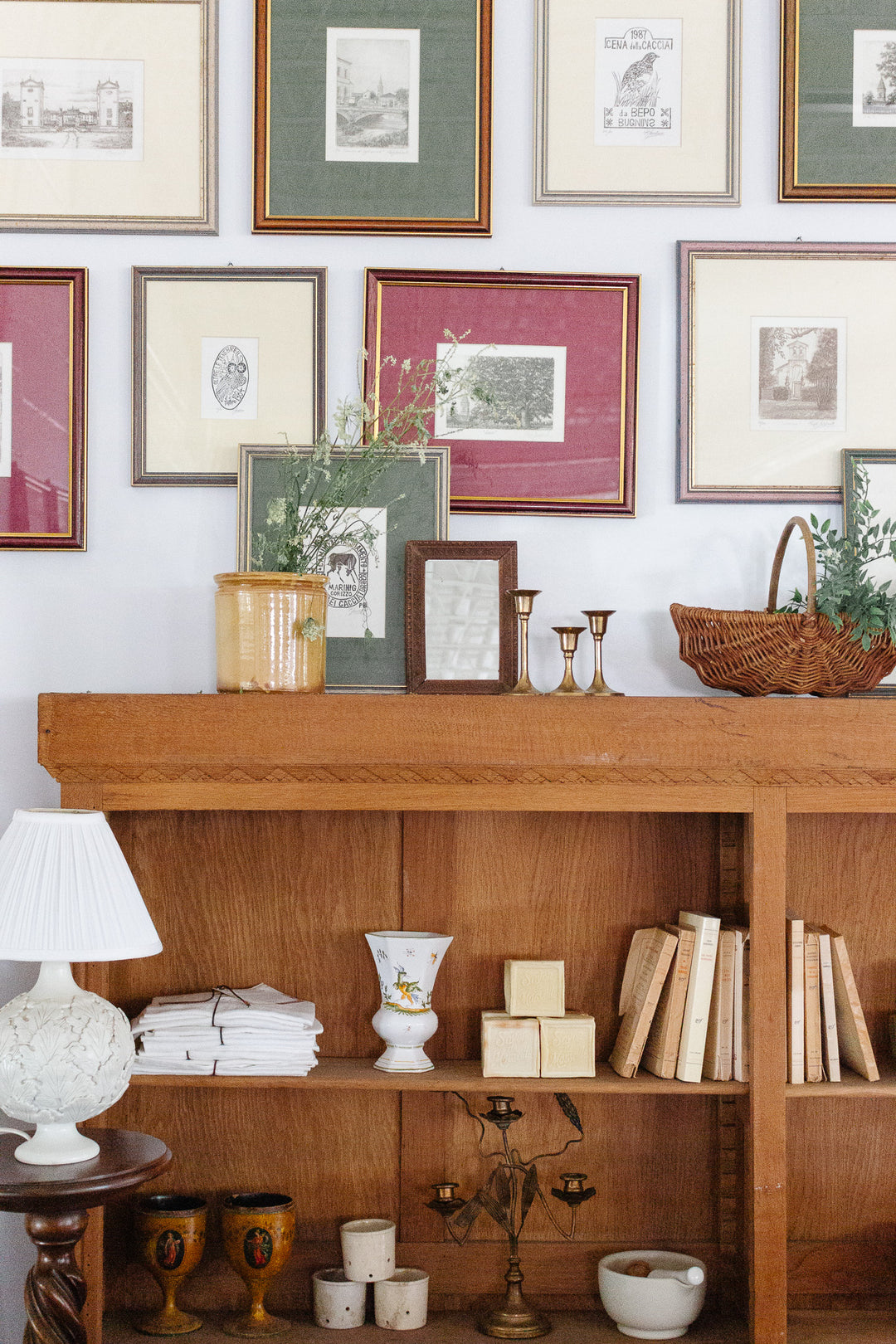 antique french oak open bookcase