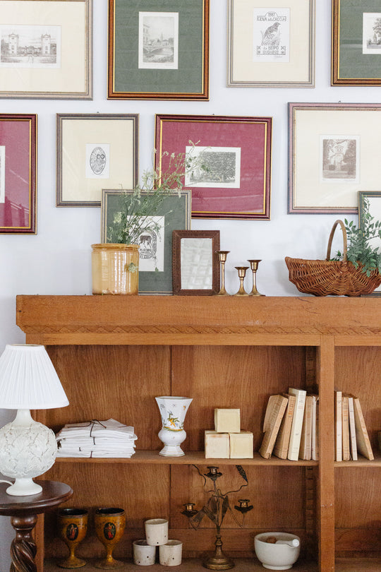 antique french oak open bookcase