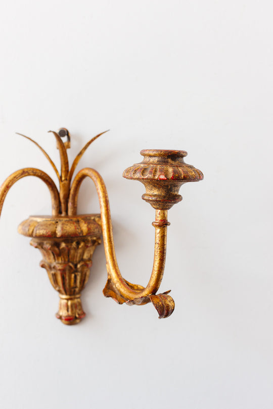 pair of vintage italian gilt florentine sconces